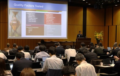 The U.S. Grains Council (USGC) recently rolled out the results of its 2024/2025 Corn Harvest Quality Report to buyers in Tokyo. Pictured, USGC Director of Global Programs Administration Stella Qian presents data from the report to attendees.
