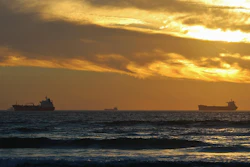 Ocean Freight At Sunset