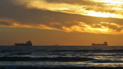 Ocean Freight At Sunset