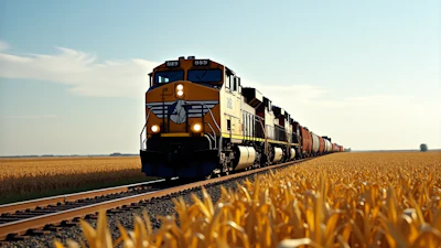 Train Traveling Thorugh Midwest