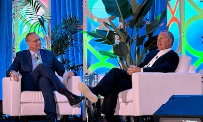From left: Chris Boerm, president global transportation, ADM, and Joseph Hinrichs, president & CEO, CSX.