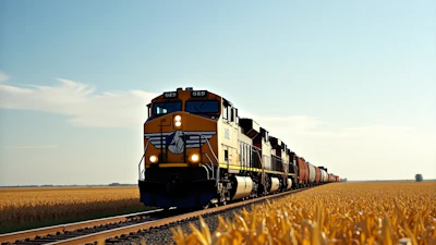 Train Traveling Thorugh Midwest