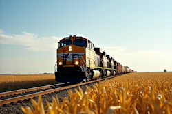 Train Traveling Thorugh Midwest