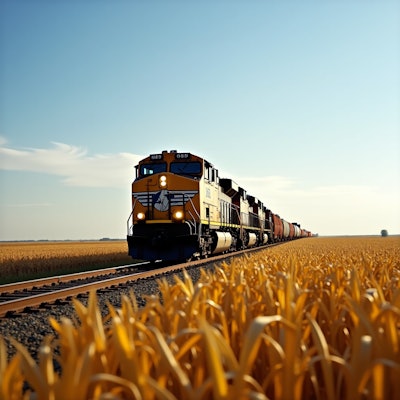 Train Traveling Thorugh Midwest