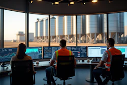Workers Siting In Grain Elevator Control Room