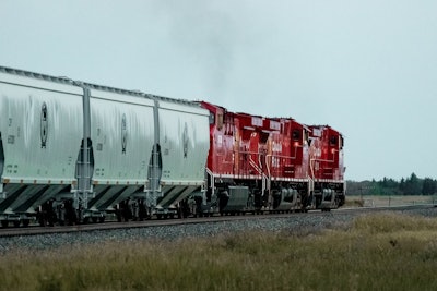 Grain Train On Canadian Pacific Railroad