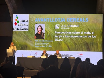 U.S. Grains Council (USGC) Deputy Regional Director for Europe and the Middle East Ana Ballesteros (leftmost) traveled to Barcelona, Spain last week for a series of meetings with leading feed grain end users and importers and to offer updates on U.S. corn and sorghum availability at the Barcelona Grain Exchange.