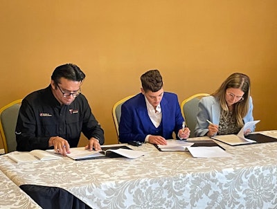Last week, the U.S. Grains Council (USGC) and the Secretariat of Energy Development of the State of Tamaulipas signed a memorandum of understanding (MOU) to further develop biofuel policy and implementation in road vehicles. USGC Chairwoman Verity Ulibarri (center) and USGC Director in Mexico Heidi Bringenberg (right) are pictured signing the document on behalf of the Council.