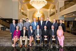 The delegates of the U.S. Grains Council (USGC) elected members to the organization's Board of Directors today in Grand Rapids, MI. From left to right (rear): At-Large Director Curt Mether; Agribusiness Sector Director Sean Broderick; At-Large Director Dylan Rosier; Ethanol Sector Director Craig Willis; State Checkoff Sector Director Josh Roe; Barley Sector Director Matthew Horlacher; Sorghum Sector Director Adam Schindler; At-Large Director Greg Alber; (front) Corn Sector Director Jolene Riessen; Secretary-Treasurer Jay Fischer; Past Chairwoman Verity Ulibarri; Chairman Mark Wilson; USGC President and CEO Ryan LeGrand; Vice Chairman Jay Reiners; and At-Large Director Jennie Schmidt.