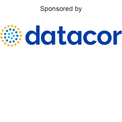 Datacor corporate logo with blue text and dotted circular icon