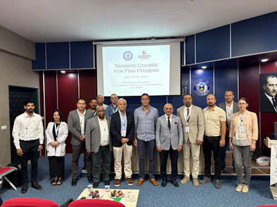The U.S. Grains & BioProducts Council (USGBC) recently held an aquaculture training session for stakeholders from Turkey, Egypt, Oman and Tunisia. USGBC Deputy Regional Director for Africa Mohamed Salah Bouthout (sixth from right) oversaw the program at Aydin Adnan Menderes University (ADU).