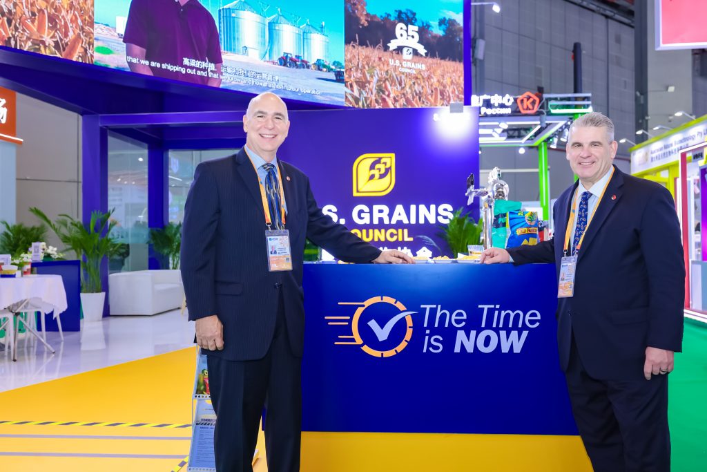 U.S. Grains & BioProducts Council (USGBC) Chairman Mark Wilson (left) and USGBC Vice President Cary Sifferath (right) were among the Council's participants at the 8th China International Import Expo (CIIE).