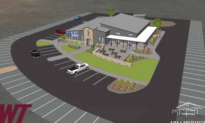 This conceptual illustration shows the Paul F. and Virginia J. Engler Foundation Feedlot Education Facility.