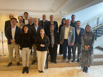 U.S. Grains and BioProducts Council (USGBC) Manager of Global Trade Jace Hefner (rear, leftmost), USGBC Deputy Regional Director for Europe and the Middle East Ana Maria Ballesteros (front, rightmost) and CHS Director and USGBC Agribusiness Sector Director Sean Broderick (second row, second from right) recently traveled to Spain and Portugal to explore further market opportunities for U.S. sorghum.