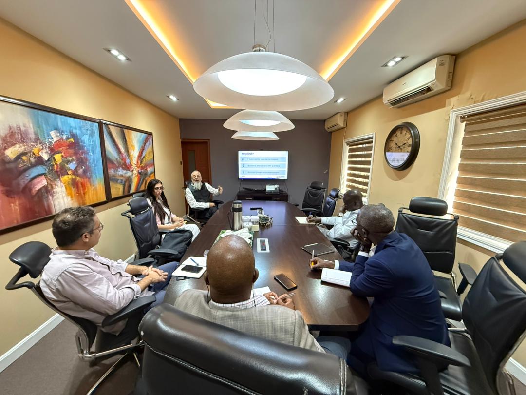 U.S. Grains & BioProducts Council (USGBC) Deputy Regional Director for Africa Mohamed Salah Bouthour (near, leftmost) recently traveled to Ghana and Nigeria to examine the results of a feed trial using U.S. distiller's dried grains with solubles (DDGS).