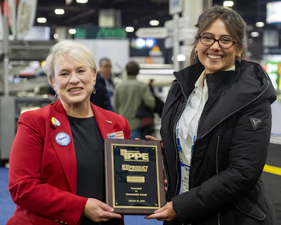 Gwen Venable, executive vice president of expo and communication services, U.S. Poultry & Egg Association, and Maria Marques Vieira, marketing coordinator, Vencomatic Group.