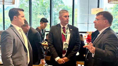 The U.S. Grains & BioProducts Council (USGBC) recently joined a U.S. Department of Agriculture (USDA) team in Kuala Lumpur, Malaysia to explore opportunities to increase U.S. export opportunities for feed grains and their co-products. Pictured from left to right are USGBC President and CEO Ryan LeGrand, USGBC Vice Chairman Jay Reiners and U.S. Ambassador to Malaysia Edgard D. Kagan.