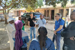 The U.S. Grains & BioProducts Council (USGBC) recently held concurrent training sessions for poultry and dairy sector leaders in Senegal. USGBC Deputy Regional Director for Africa Mohamed Salah Bouthour (second from right) is pictured at a visit to a dairy farm to analyze and improve production methods.