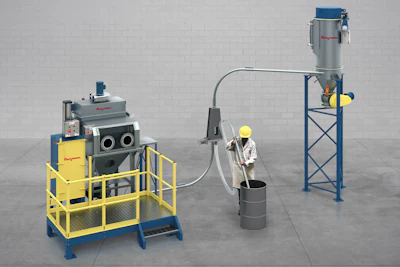 Flexicon PNEUMATI-CON® dilute phase vacuum conveying system designed for unloading containers and bags.