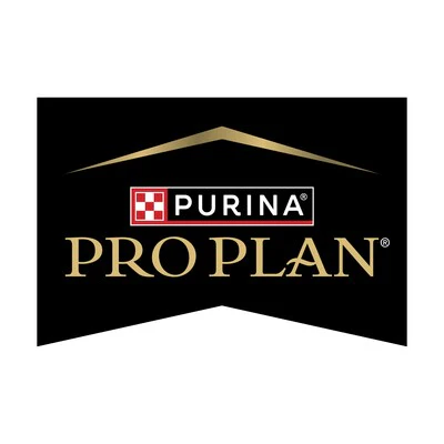 Purina Pro Plan official logo with black background and gold lettering