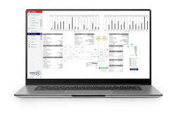 TERRA-KC industrial analytics dashboard displaying real-time monitoring charts, process flow diagrams, and performance metrics on laptop screen