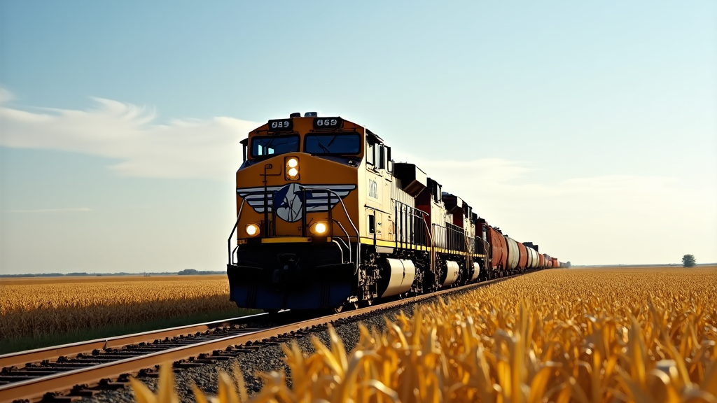 Train Traveling Thorugh Midwest