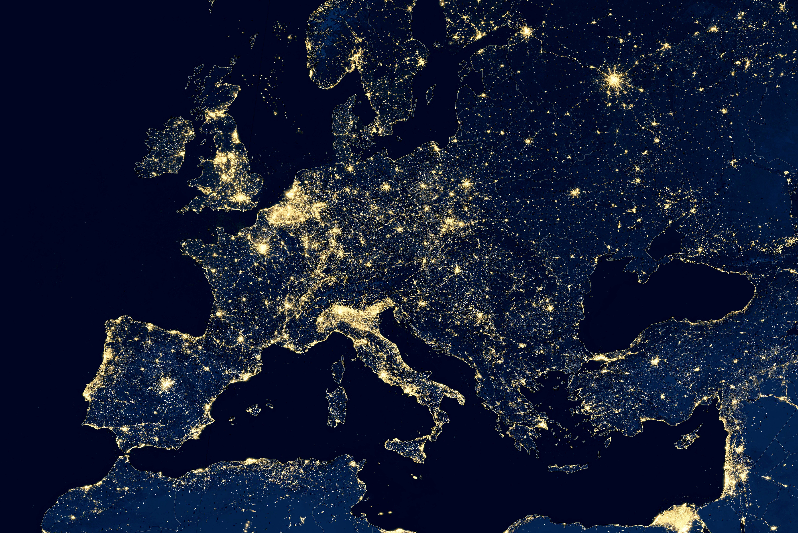 Europe Map At Night