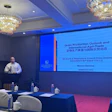 U.S. Grains & BioProducts Council (USGBC) Director in China Manuel Sanchez (right) and USGBC Consultant Xiaoming Wang (left) shared the quality and availability of U.S. sorghum at the 14th International and Domestic Sorghum and Barley Market Seminar.