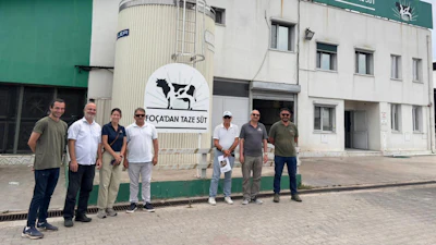 U.S. Grains & BioProducts Council (USGBC) Deputy Regional Director for Europe and the Middle East Ana Mar&iacute;a Ballesteros (third from left) and USGBC Regional Director for Europe, the Middle East and Africa Ramy H. Taieb (second from right) recently traveled to T&uuml;rkiye to meet with dairy industry stakeholders about the benefits of U.S. distiller's dried grains with solubles (DDGS).