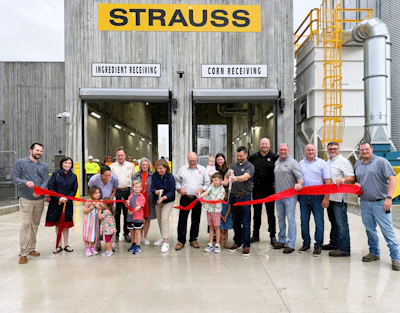 MPS Egg Farms celebrates the grand opening of its new Strauss Feed Mill in North Manchester, Indiana, with a ribbon cutting.