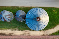Arial View Grain Bins