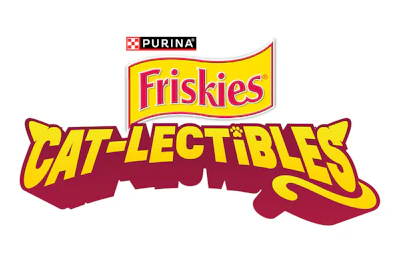 Friskies Cat-Lectibles by Purina logo with yellow and maroon branding