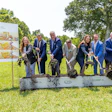 CHS, OCP and government officials celebrate today's announcement of a proposed joint venture in Waggaman, Louisiana, to strengthen domestic fertilizer production in the United States. From left, Emily Domenech, executive director, Federal Permitting Improvement Steering Council; Faris Derrij, chair and CEO, OCP Nutricrops; Kevin Kimm, CEO, OCP North America; U.S. Deputy Secretary of Agriculture Stephen Vaden; U.S. Secretary of Agriculture Brooke Rollins; Louisiana Governor Jeff Landry; Jay Debertin, president and CEO, CHS ; Byron Lee, Jefferson Parish Council, District 3; and Matt Sokol, president and CEO, Cornerstone Chemical Company.
