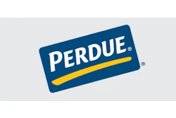 Perdue logo featuring white text and yellow accent bar on navy blue background
