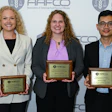 The 2026 AAFCO Student Poster contest winners from left to right: Hannah Shinnerl (second place), Sierra Collier (first place), Vannith Hay (third place)