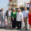 L to R: William Campbell, Liberty Maritime; Captain Willie Barrere, American Maritime Officers; John Owen, USA Rice; Michelle Bekkering, USDA Deputy Under Secretary for Trade and Foreign Agricultural Affairs; Dr. Mike Strain, Louisiana Department of Agriculture; Matthew Nims, World Food Programme; Beth Brach, Port of New Orleans.