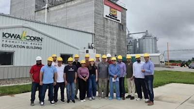 The U.S. Grains & BioProducts Council (USGBC) recently led delegations from Colombia, the Kingdom of Saudi Arabia, New Zealand and Panama to Iowa State University for educational courses to improve feed milling efficiency and storage quality. Pictured are USGBC Regional Programs and Special Projects Manager Sierra Richey (middle); USGBC Regional Director for Europe, the Middle East and Africa Ramy H. Taieb (seventh from right) and USGBC Consultant for Saudi Arabia Nabeel Salameh (fifth from right).