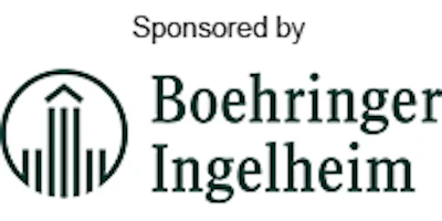 Boehringer Ingelheim logo with circular symbol and company name in serif type