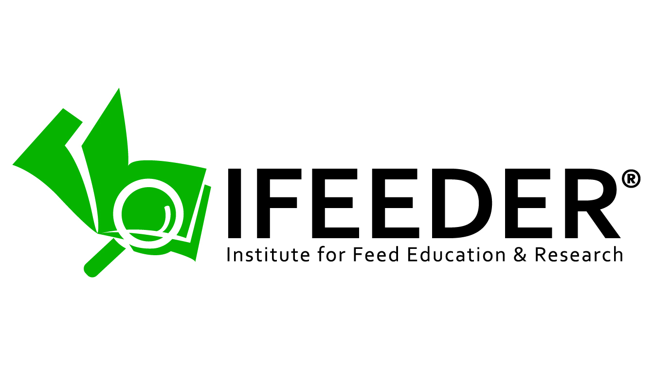 IFEEDER Institute for Feed Education & Research logo with green leaf and magnifying glass symbol
