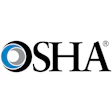 OSHA registered trademark logo featuring blue and gray circular symbol with bold black text