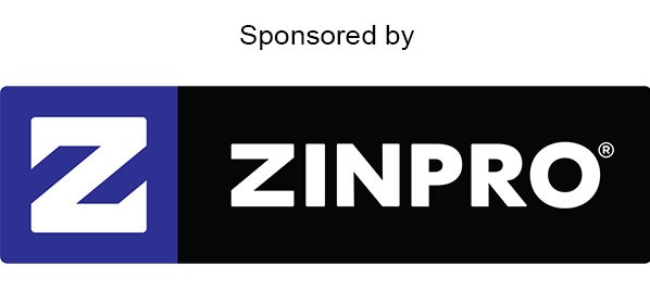 ZINPRO logo featuring white Z symbol on navy blue square with company name in white text on black background