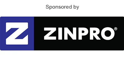 ZINPRO logo featuring white Z symbol on navy blue square with company name in white text on black background