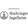 Boehringer Ingelheim logo featuring a circular geometric symbol with vertical lines and company name in black text