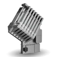 Industrial pneumatic actuator system with multiple parallel cylinders in fanned arrangement