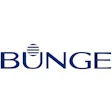 Bunge company logo with navy blue text and striped circular icon