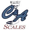 C&A Scales logo featuring stylized weighing scale with navy blue lettering and maroon text