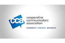 Cooperative Communicators Association logo featuring blue speech bubble with 'cca' text and tagline 'Connect. Create. Achieve.'