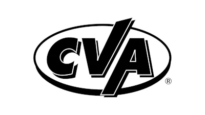 CVA registered trademark logo with black lettering in oval frame and diagonal design element