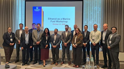 Group of professionals posing at Ethanol as a Marine Fuel Workshop, October 21, 2025