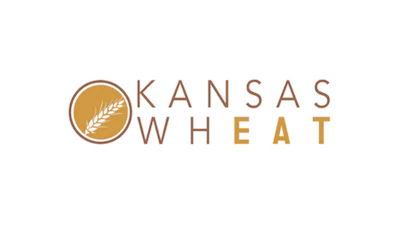 Kansas Wheat logo featuring a wheat stalk in a circular gold badge with brown text